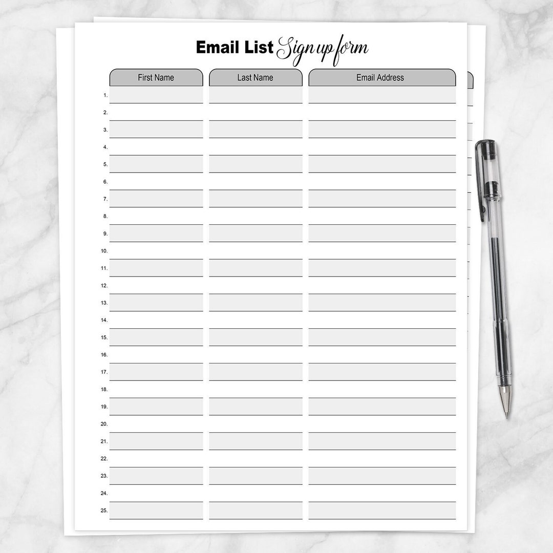 Printable Email List Sign Up Form Universal Form To Collect Email printable-email-list-sign-up-form-universal-form-to-collect-email