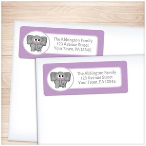 Printable Elephant Address Labels Purple Cute Elephant | Etsy