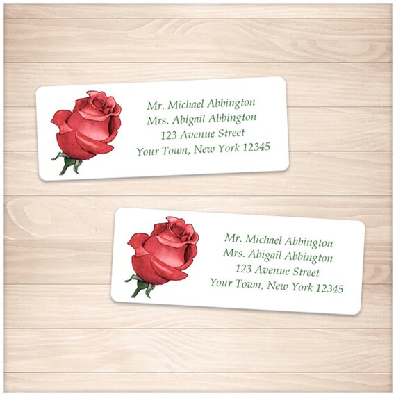 Printable Red Rose Address Labels Pretty Red Floral Etsy