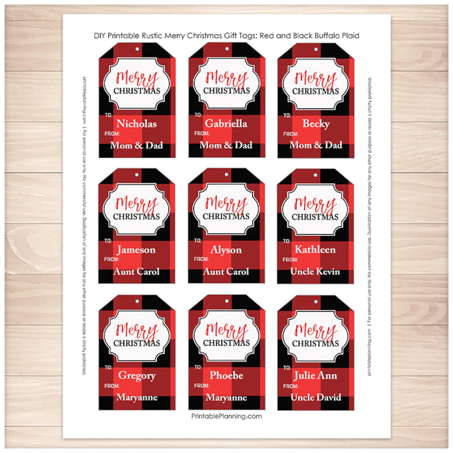 Printable Buffalo Plaid Gift Tags Personalized Rustic Red - Etsy
