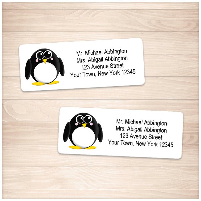 Printable Penguin Address Labels Adorable Cute Rounded Etsy