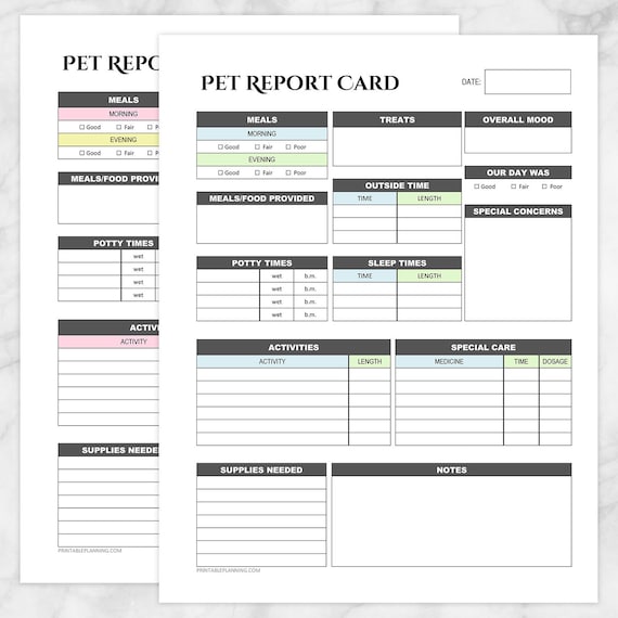 Printable Doggy Short article Card Offer - Day-to-day Treatment Sheet - Petsitter or Caregiver Guy or Lady Canine Treatment Monitoring Site - PDF Immediate Down load photograph regarding Printable Report Card identified as Printable Doggy Short article Card Deal - Day-to-day Treatment Sheet - Petsitter or Caregiver Guy or Girl Puppy Treatment Monitoring Webpage - PDF Immediate Down load