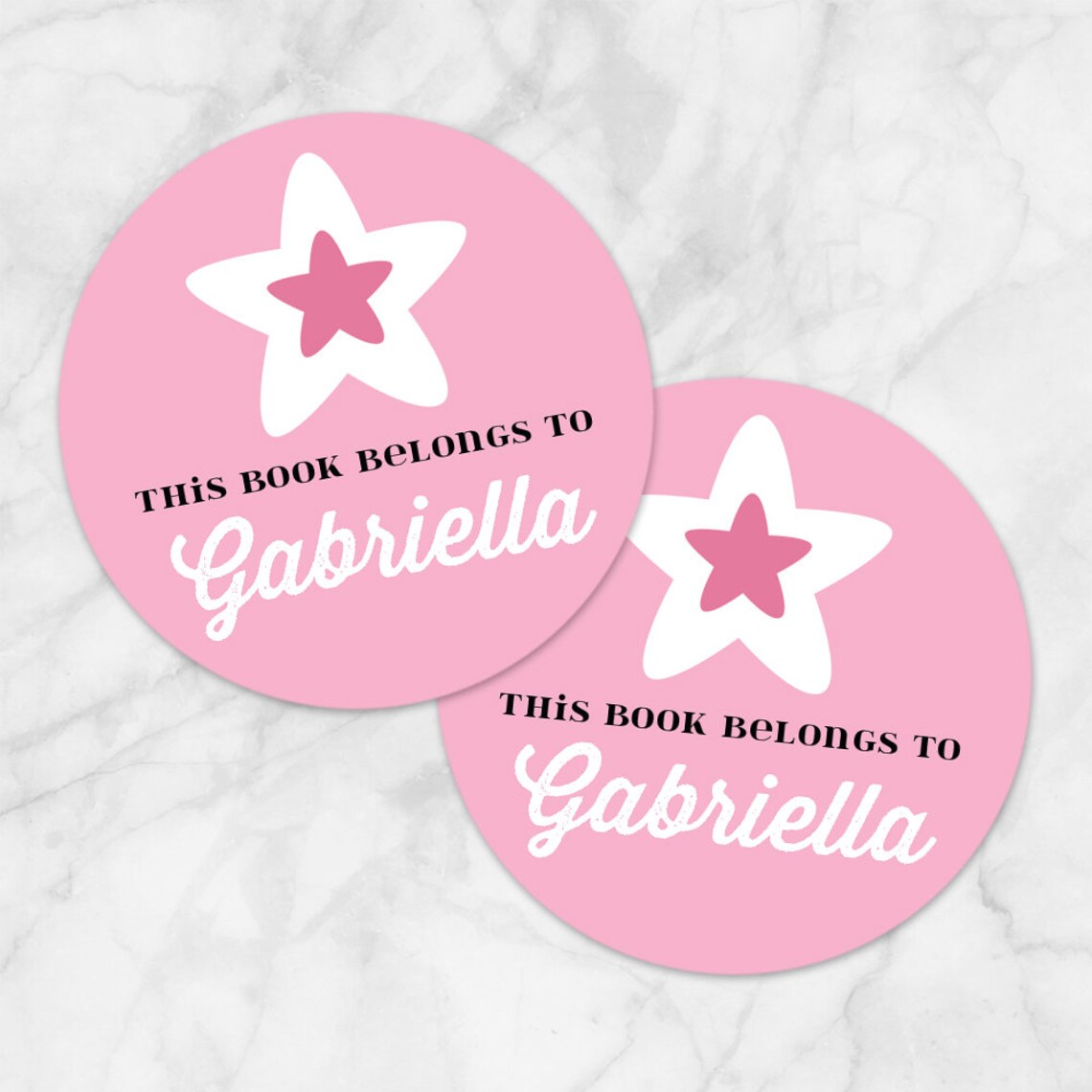 Printable Pink Bookplate Stickers Personalized Star Design - Etsy