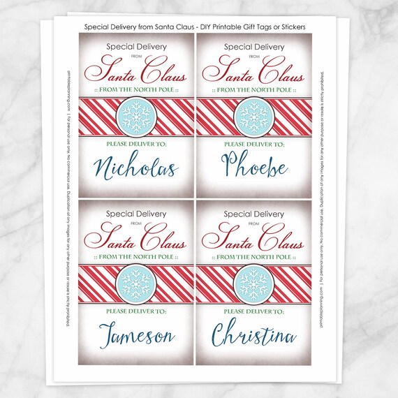 Santa Hat Monogram Stickers - Christmas Stickers - Gift Tags - So Fontsy