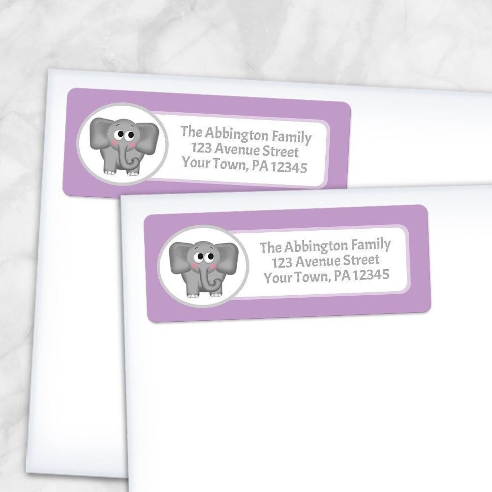 Printable Elephant Address Labels Purple Cute Elephant Etsy