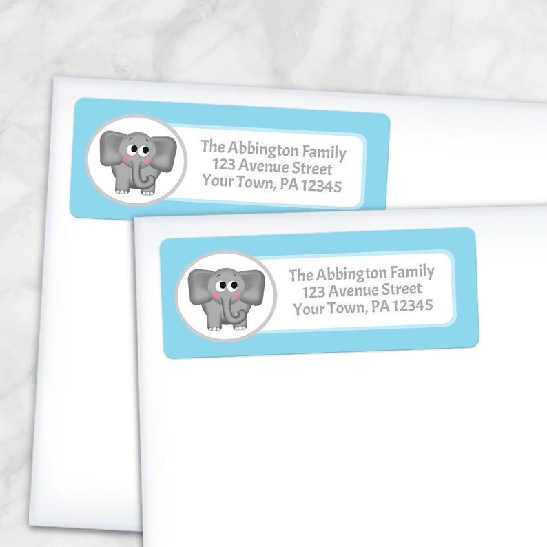 Printable Blue Elephant Address Labels Cute Personalized 2 Etsy
