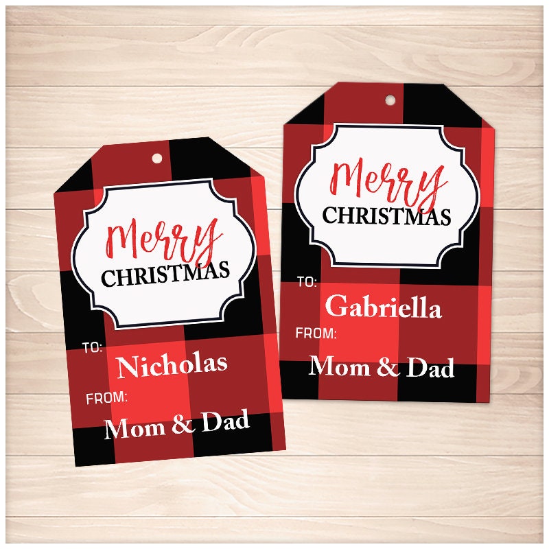 Printable Buffalo Plaid Gift Tags Personalized Rustic Red | Etsy