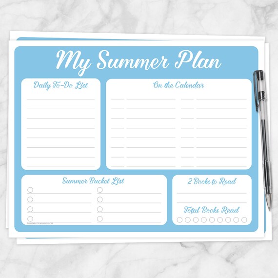Printable Teenager Summer Bucket List