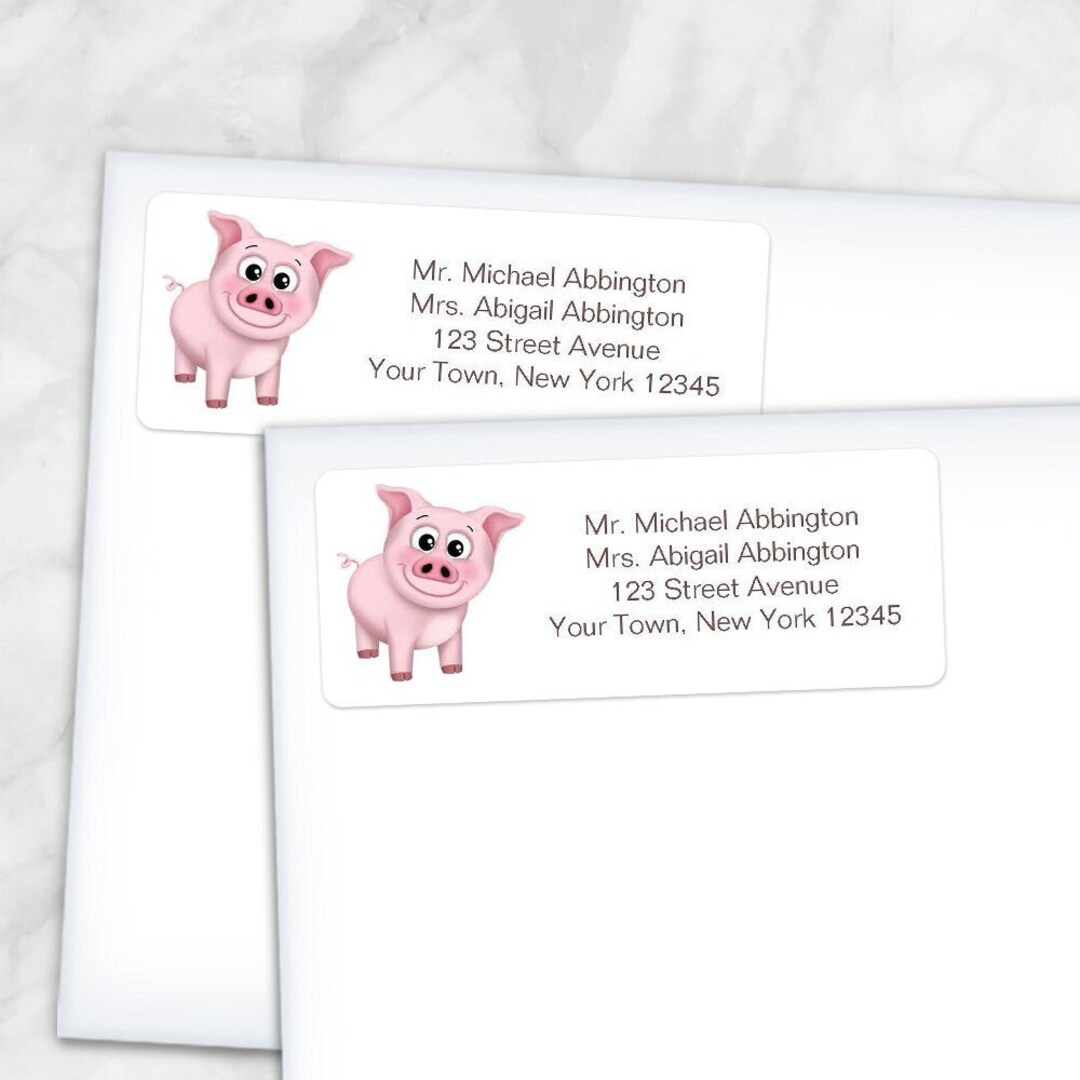 Printable Pig Address Labels - Cute Pink Adorable Piggy - Personalized ...
