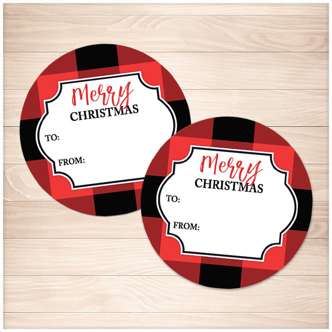 Printable Buffalo Plaid Gift Tag Stickers Red and Black - Etsy