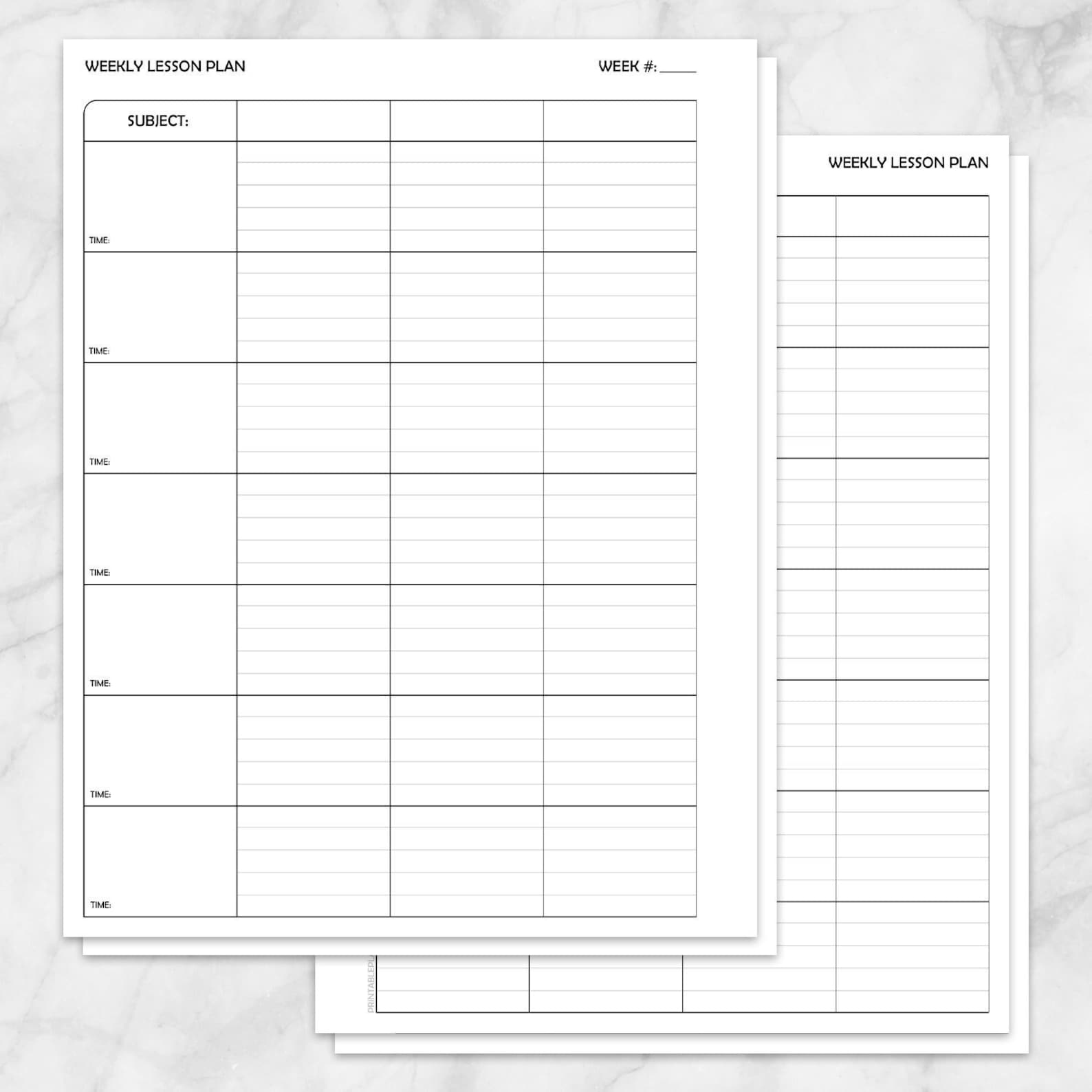 Printable Weekly Lesson Plan for Teachers, Blank White School Planner ...