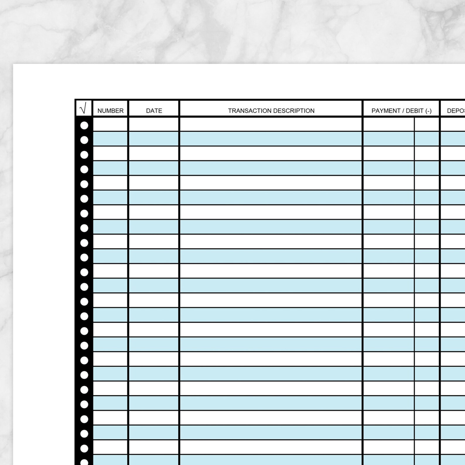 Transaction Register Names Printable Financial Transaction Register, Blue Transaction Register ...