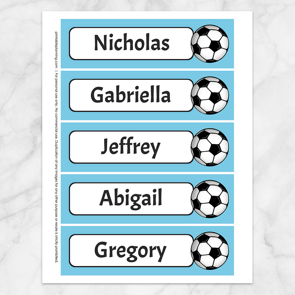 Printable Personalized Blue Soccer Bookmarks - Editable PDF Printable ...