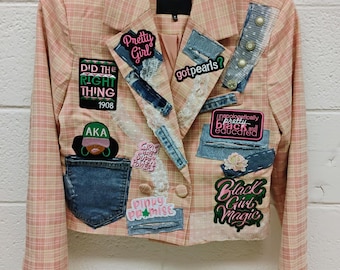 Pink plaid cropped blazer medium - AKA inspired