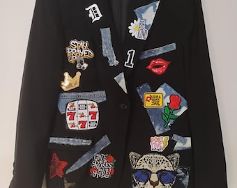 Size 14 ladies junk blazer - thrifted, dry cleaned and designed!