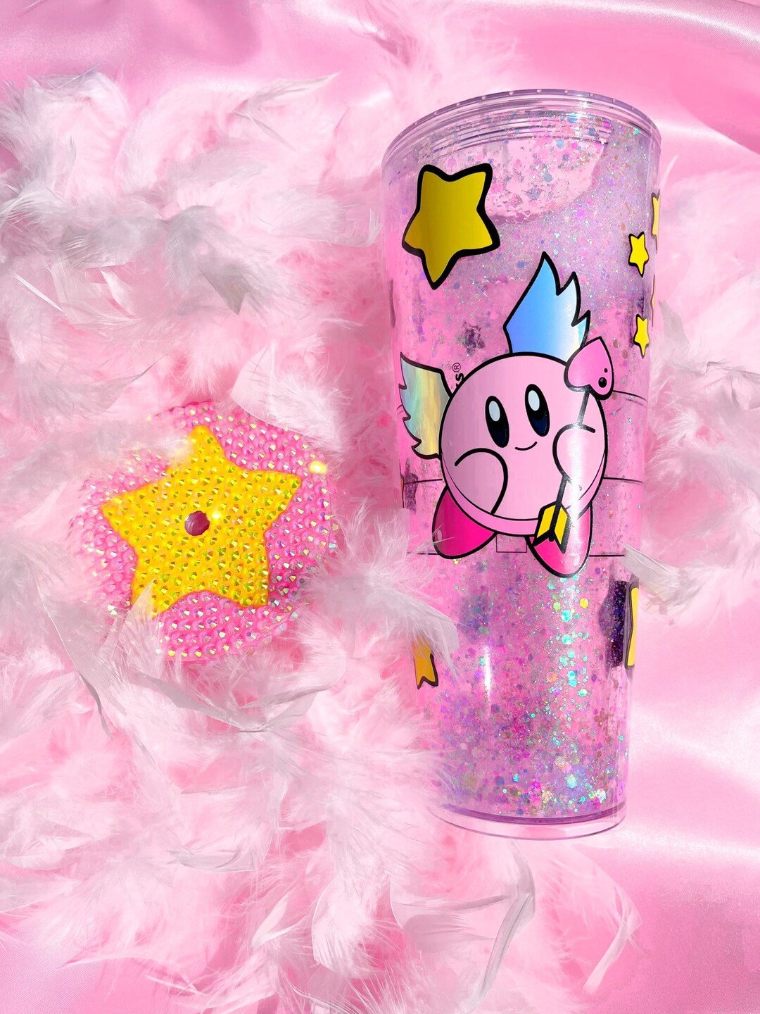 Kirby Starbucks Snowglobe Tumbler Etsy