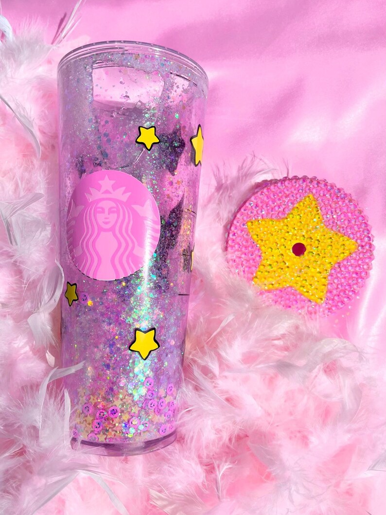 Kirby Starbucks Snowglobe Tumbler Etsy
