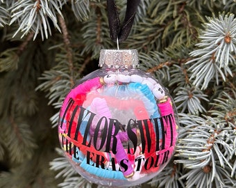 CUSTOMIZED Eras Tour concert keepsake ornament with city, friendship bracelet ornament, confetti ornament, T Swift ornament, Swiftie Gift