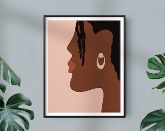 Black Woman Modern Art Print | Black Artist, Female Art Print, Feminine Artwork, Modern Wall Art
