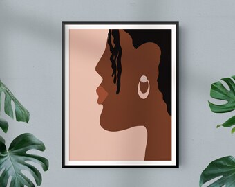 Black Woman Modern Art Print | Black Artist, Female Art Print, Feminine Artwork, Modern Wall Art