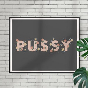 Feminine Word Art, Dark Background, Floral Lettering, Feminist, BWOC Artist