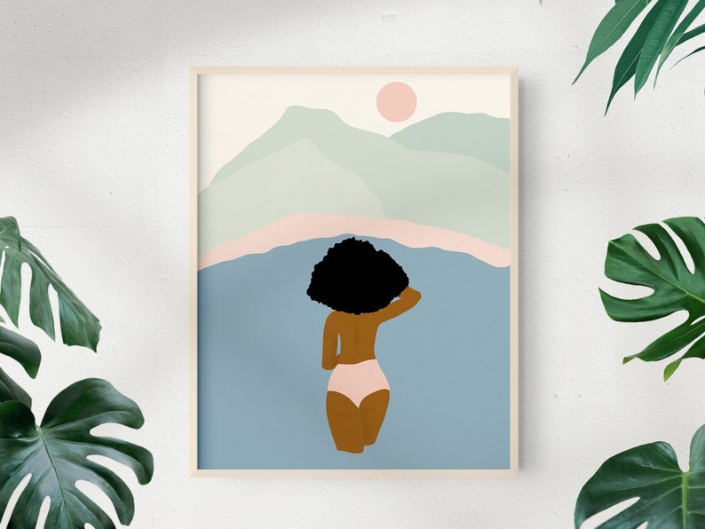 Mountain Woman Illustration Female Feminine Art by Black Artist image 1