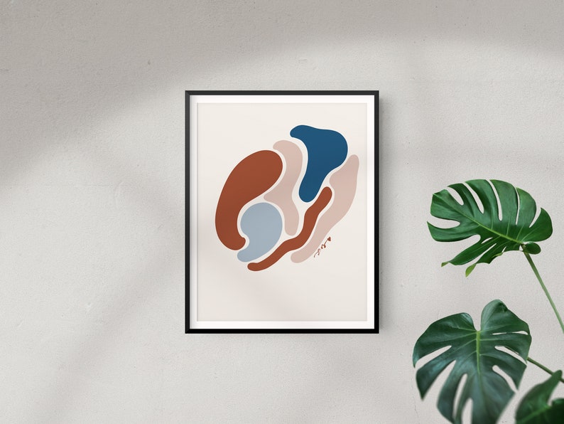 Modern Abstract Mid Century Art Print Living Room Wall Art, Bedroom Art Print image 1