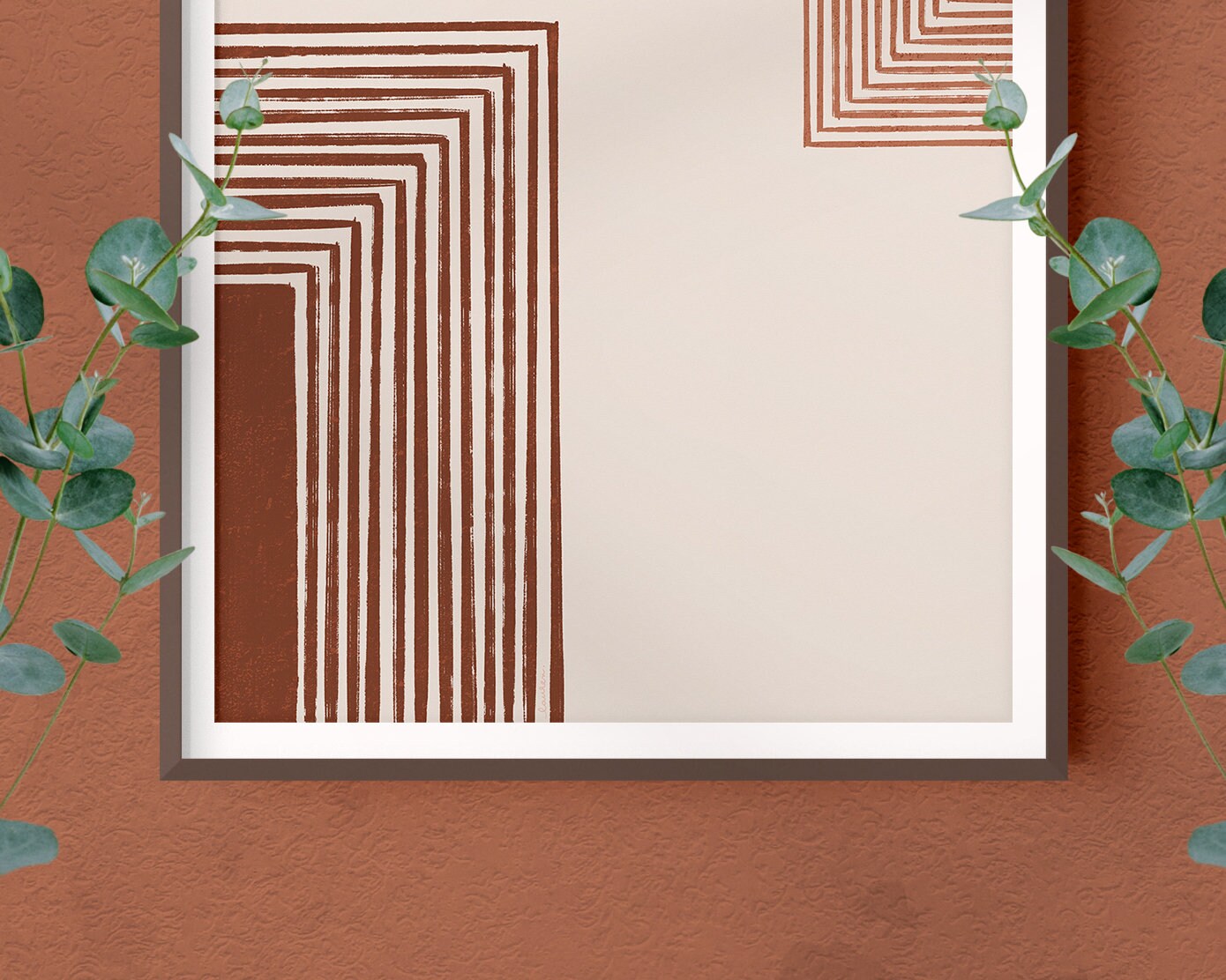 Mid Century Abstract Light Warm Rectangles Art Print Wall Decor, Terra