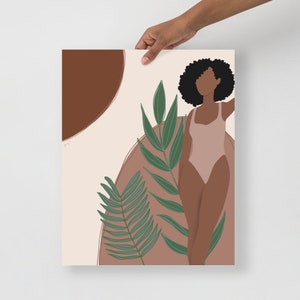 Digital Illustration Art Print Black Woman Plants