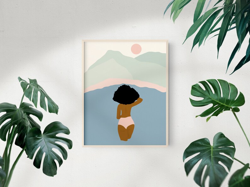 Mountain Woman Illustration Female Feminine Art by Black Artist image 3