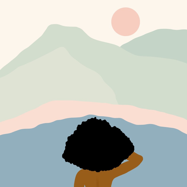 Mountain Woman Illustration Female Feminine Art by Black Artist image 4