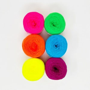 Omegacryl Yarn Bundle - Neon: 6 Skeins, Neon Yarn, 100% acrylic, Fingering weight, Sock weight, Sport weight, Baby weight