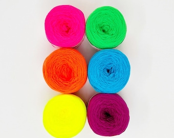 Omegacryl Yarn Bundle - Neon: 6 Skeins, Neon Yarn, 100% acrylic, Fingering weight, Sock weight, Sport weight, Baby weight