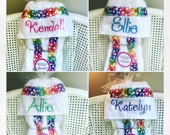Rainbow Hooded Bath Towel - Handmade personalized child towel