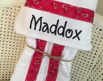 Girl or Boy Hooded Baby Towel - Handmade personalized baby and toddler towel