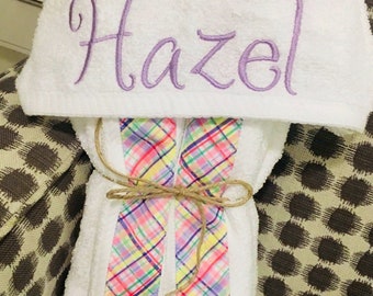 Girl Hooded Baby Towel - Handmade personalized baby and toddler towel