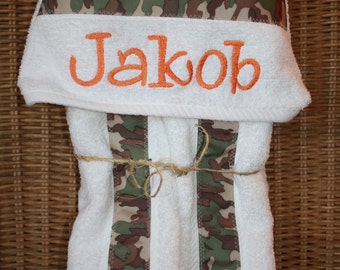 Boy Hooded Bath Towel - Handmade personalized baby and toddler towel