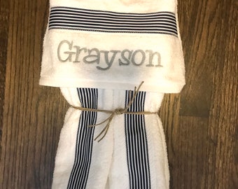 Boy Hooded Bath Towel - Handmade personalized baby and toddler towel
