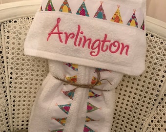 Best Baby Gift Ever - Girl Hooded Baby Towel - Handmade personalized baby and toddler towel