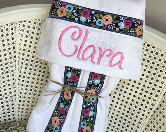 Girl Hooded Baby Towel - Handmade personalized baby and toddler towel