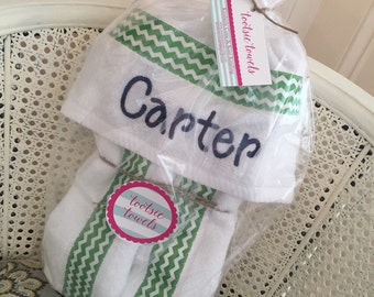 Boy Hooded Bath Towel - Handmade personalized baby and toddler towel