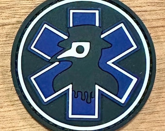 EMS EMT Paramedic Star of Life Plague Doctor PVC Morale Patch VeIcro Backed
