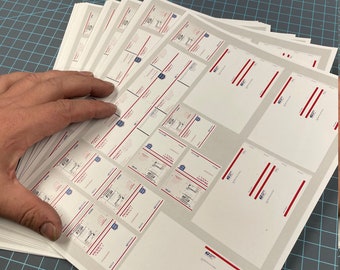 印刷可能な USPS(Set1) 封筒とボックスの印刷済みシート: ミニチュア ボックス テンプレートで自分で作成