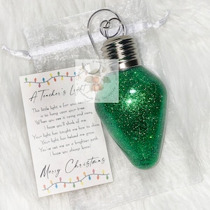 A Teacher’s Light - Christmas Ornament With Poem, Glitter Light Bulb - Friends - Tree - Custom