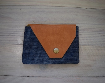 denim and leather wallet