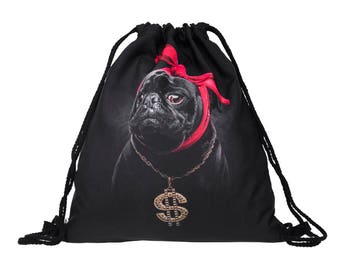 black pug backpack