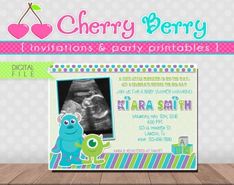MONSTERS INC Baby Shower or 1st Birthday Invitation - SONOGRAM - Digital File - Printable
