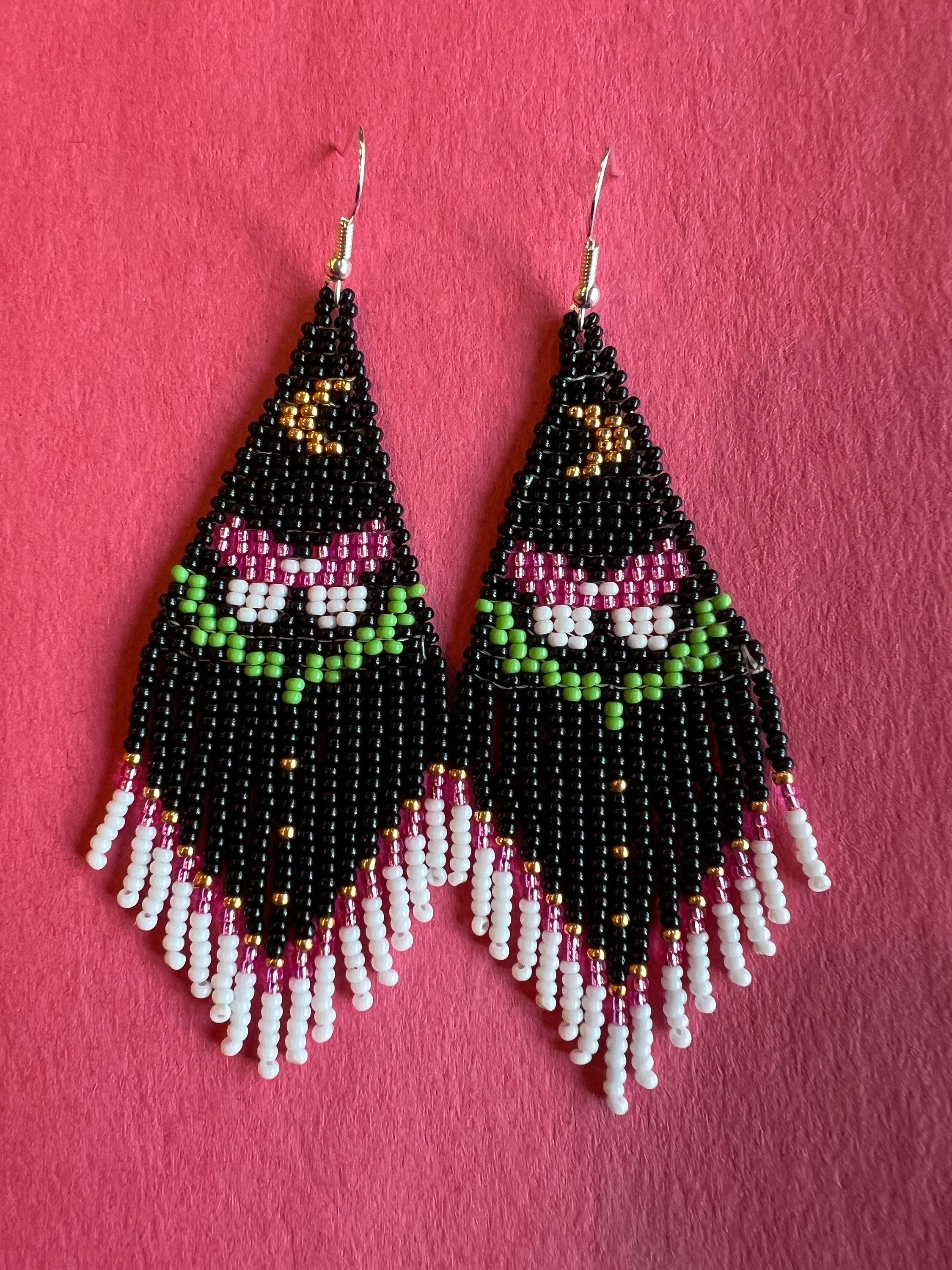 Butterfly fringe earrings , boho dangle earrings , black fringe earrings