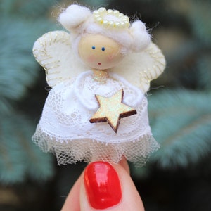 Miniature angel decoration - Christmas tree ornament - keepsake angel - Xmas heirloom