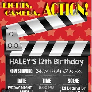Movie Madness Customizable Invite - 4x6 - Printable with EDITABLE text - you can personalize at home - INSTANT DOWNLOAD